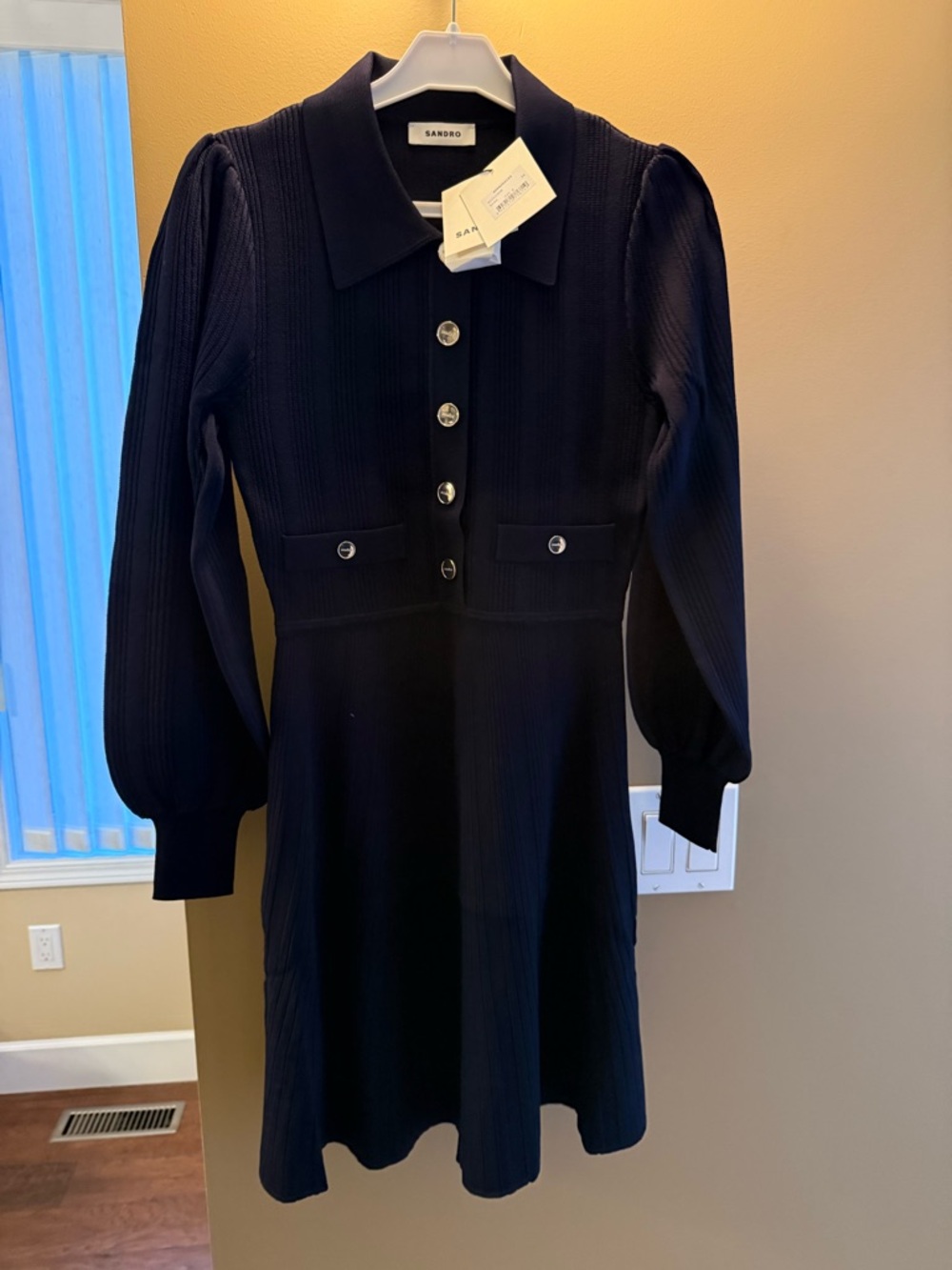 SANDRO Lison Button-Up Flared Dress - Picture 3 of 6